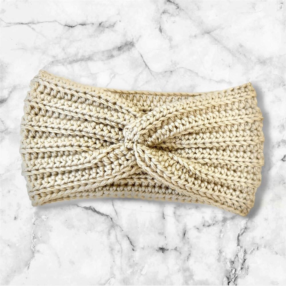 Headband Crochet X-Twist for Adults Medium Size Color Gold Brand New Handmade